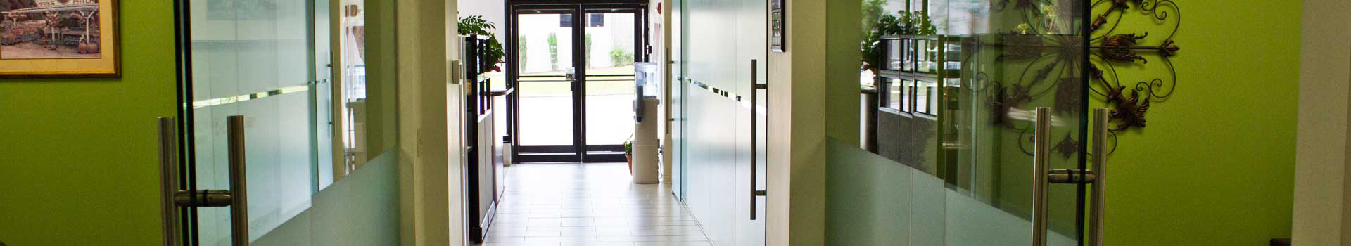 End of green hallway looking toward the CCED Front door