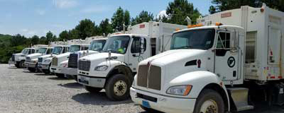 Fleet of Residential Pickup Garbage Trucks