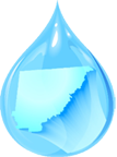 Cullman County Water Department water drop with the county shape in the drop